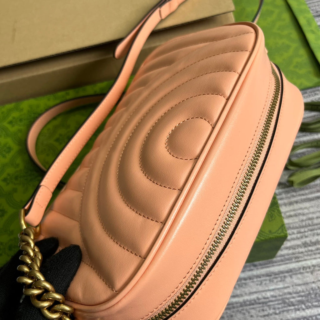 GG MARMONT SMALL 24 MATELASSÉ IN PEACH PINK CALFSKIN