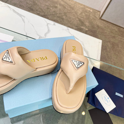 PRA SOFT PADDED NAPPA THONG WEDGE SANDALS TUSCAN LAMBSKIN