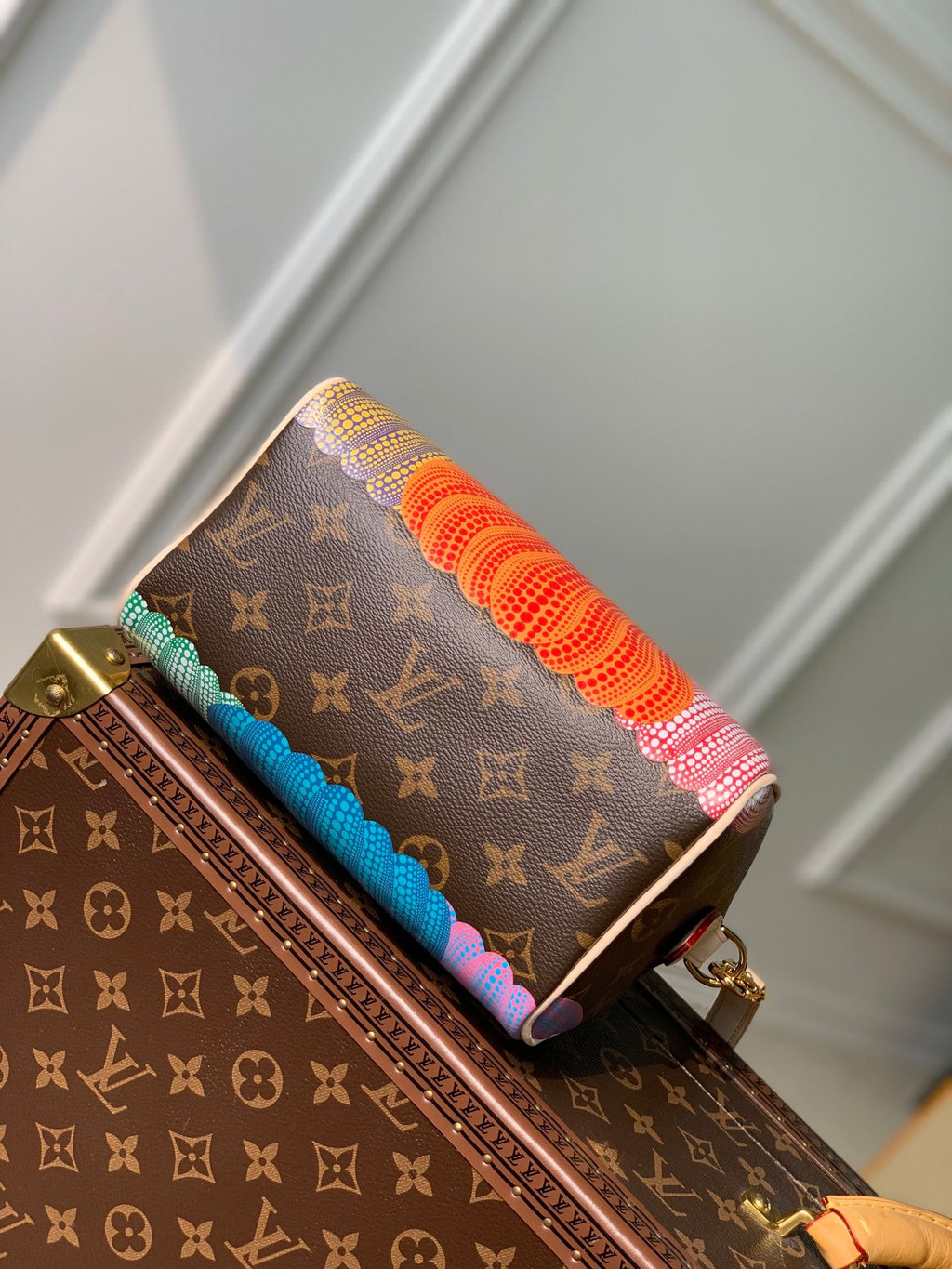 LV x YK SPEEDY BANDOULIÈRE 20 IN BROWN MONOGRAM COATED CANVAS AND CALFSKIN