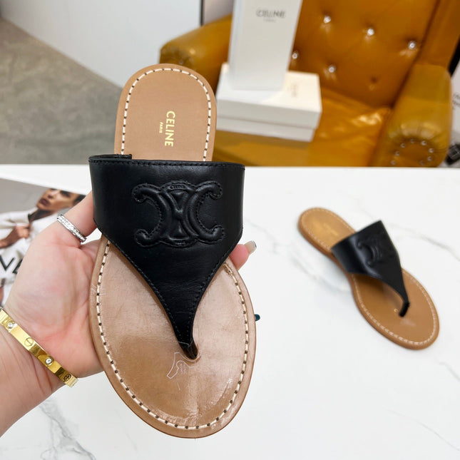 THONG MULE IN BLACK CALFSKIN