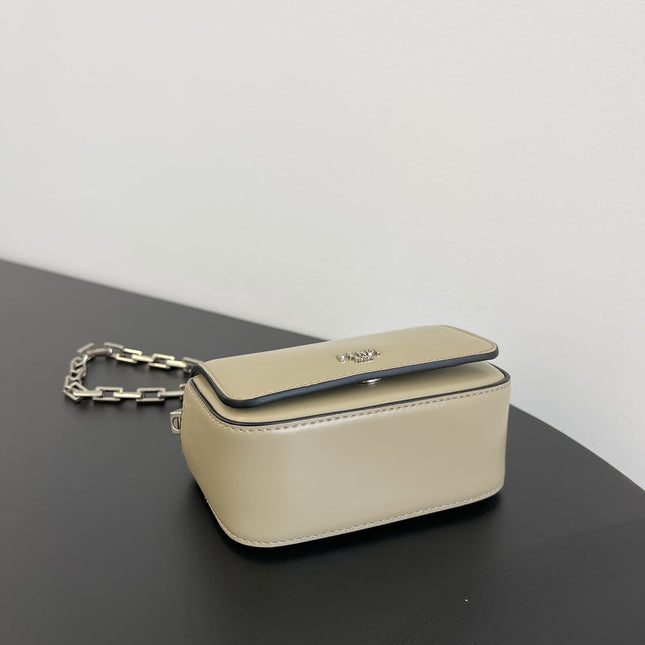 FENDI MINI FIRST SIGHT 13 BAG IN TAN BROWN CALFSKIN WITH SILVER HARDWARE