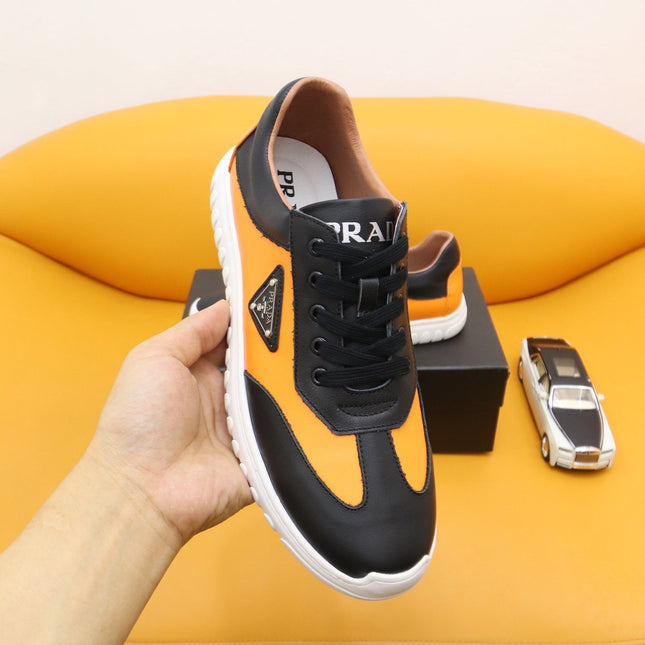 PRA SNEAKER IN BLACK MIX AMBER YELLOW SHEEPSKIN