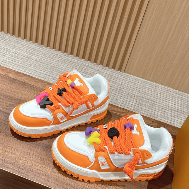 LV Trainer Maxi Sneaker White Mix Orange Calfskin