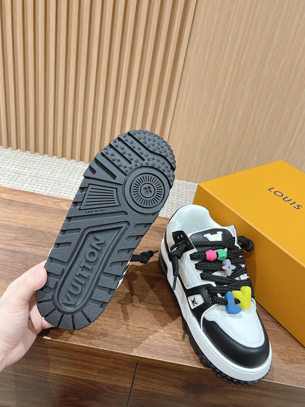 LV Trainer Maxi Sneaker White Mix Black Calfskin