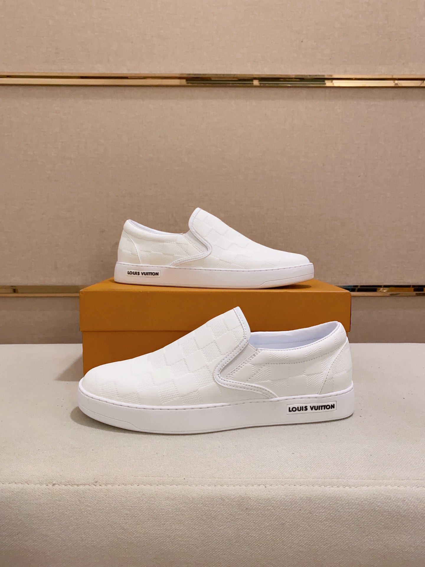 LV LOAFER IN WHITE DAMIER SHEEPSKIN