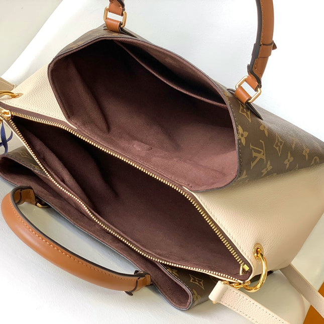 LV 25S OPÉRA MEDIUM BAG 36 IN BROWN AND CREAM MONOGRAM CALFSKIN GOLD HARDWARE