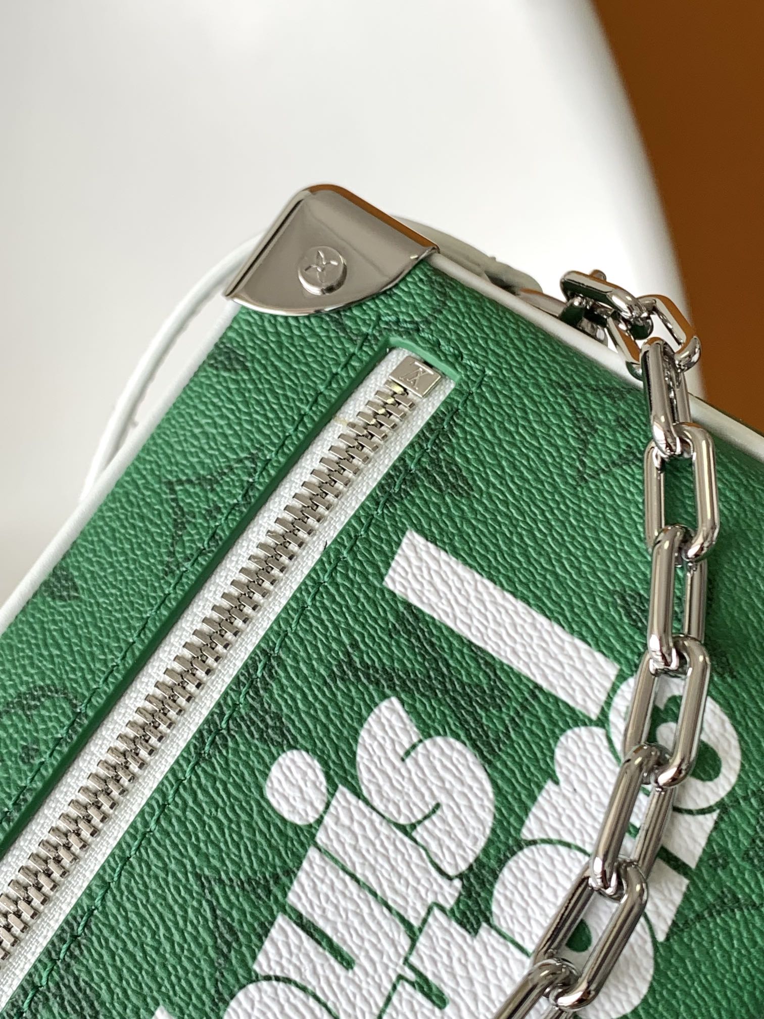 LV 25S MINI SOFT TRUNK BAG 18 IN FOREST GREEN CALFSKIN SILVER HARDWARE