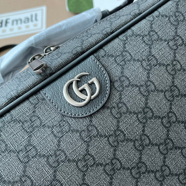 OPHIDIA SHOULDER BAG 36 IN DARK GREY GG CALFSKIN