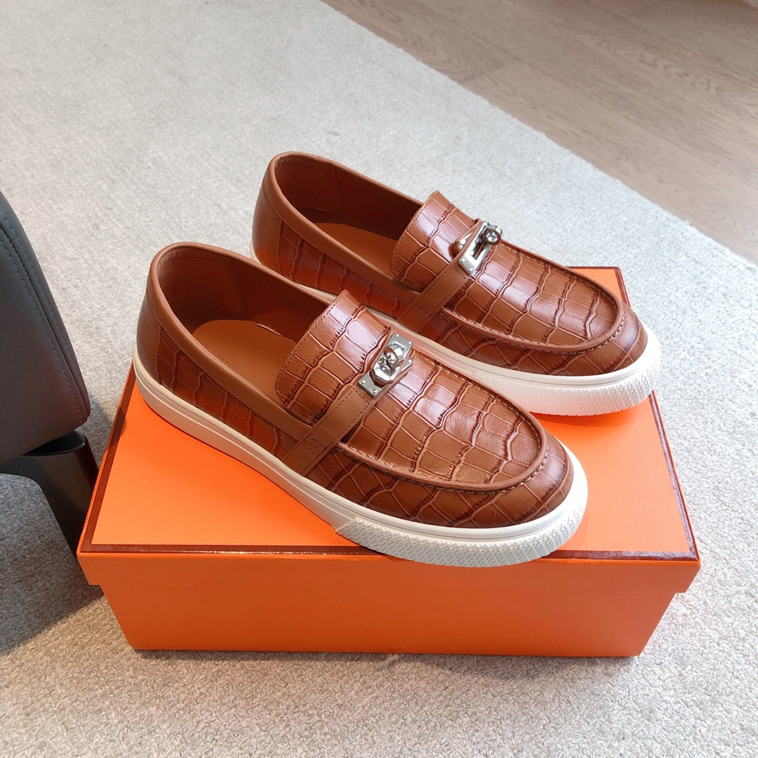 HM GAME SLIP-ON CROCODILE MOTIF SNEAKER FIRE CALFSKIN