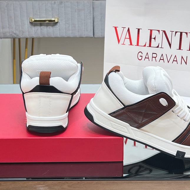 OPEN SKATE SNEAKER IN WHITE MIX PECAN BROWN CALFSKIN