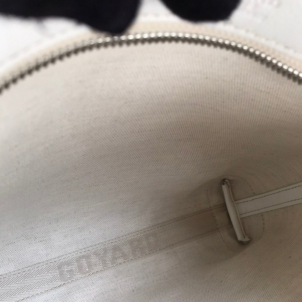 CONTI POUCH 24 IN WHITE LAMBSKIN AND GOYARDINE CANVAS