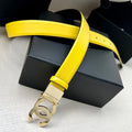 CC 30MM BELT IN BRIGHT YELLOW AND BLACK CALFSKIN WITH GOLD HARDWARE