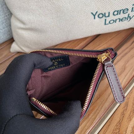 CC CLASSIC SMALL 15 ZIPPED POUCH IN BLACK CALFSKIN