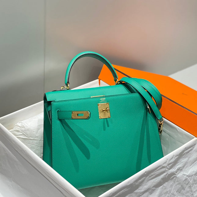 KELLY 28CM IN VERT VERTIGO EPSOM CALFSKIN GOLD HARDWARE