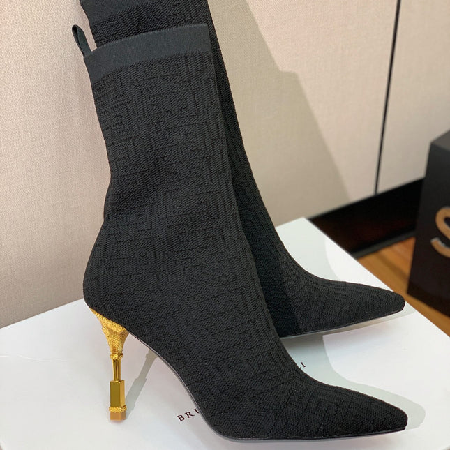 BALMAIN 26S BOOTS 95 MM IN BLACK FLYKNIT STYLE 7