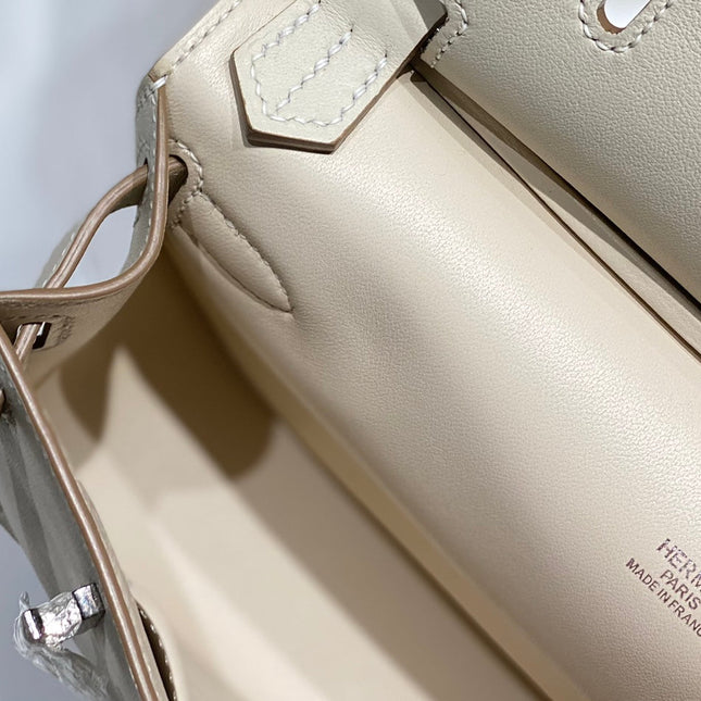 HM JYPSIERE SHOULDER BAG 23 IN BEIGE CALFSKIN SILVER HARDWARE