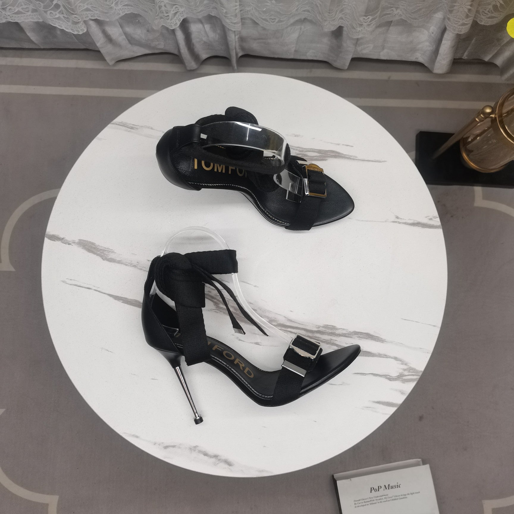 HIGH HEEL 10 CM IN BLACK FABRIC AND LAMBSKIN