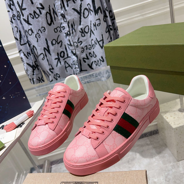 GG ACE GG SUPREME TRAINER BRIGHT PINK CALFSKIN