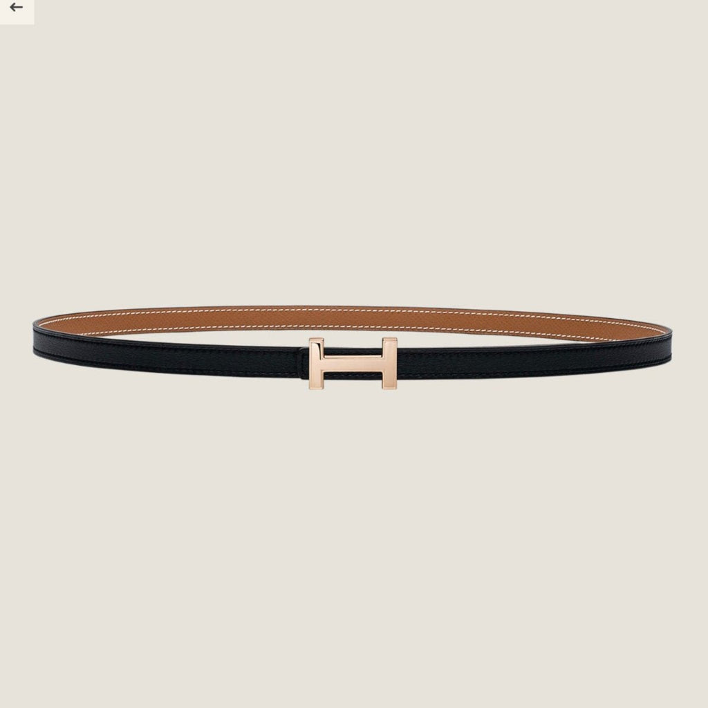 HM FOCUS BUCKLE & REVERSIBLE BLACK AND TAWNY BROWN LEATHER STRAP 13MM COPPER HARDWARE