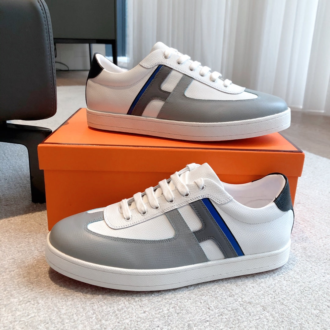 HM BOOMERANG SNEAKER WHITE MIX GRAY MIX BLACK CALFSKIN