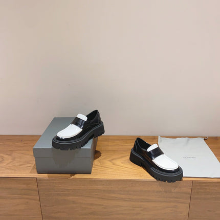 BALENCIAGA 25S LOAFERS IN BLACK MIX WHITE CALFSKIN