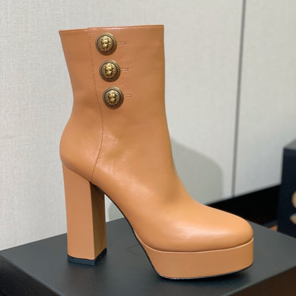 BALMAIN 26S ANKLE BOOTS 100 MM IN BROWN CALFSKIN