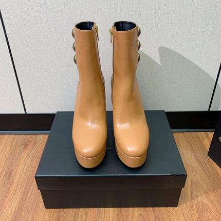 BALMAIN 26S ANKLE BOOTS 100 MM IN BROWN CALFSKIN