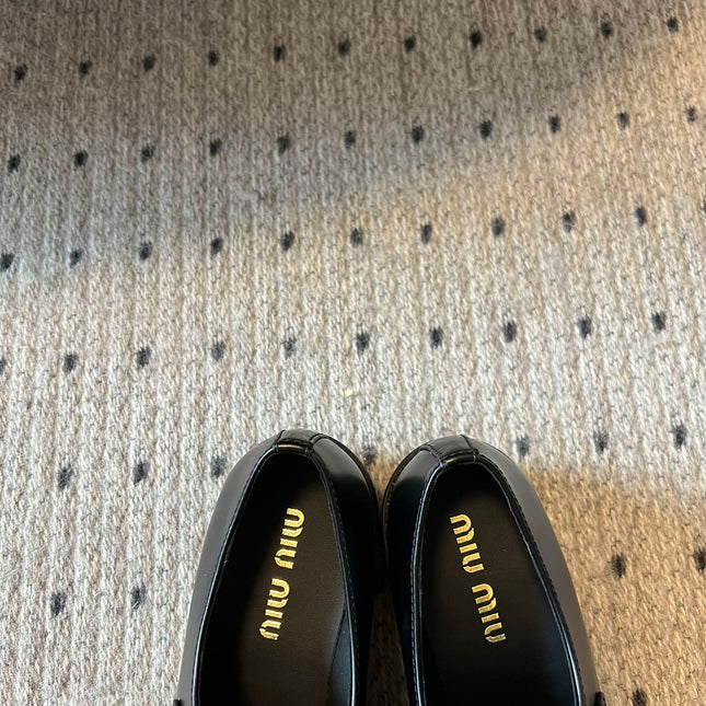 MIUMIU 26S LOAFERS IN BLACK BRUSHED CALFSKIN