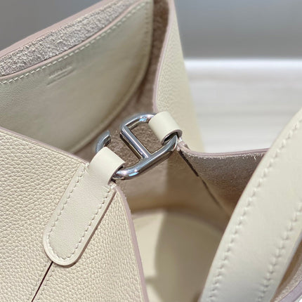 HERMES 25S IN THE LOOP 18 IN IVORY CALFSKIN SILVER HARDWARE