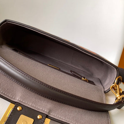 Fend Baguette Brown and Multicolour Canvas Bag 27 with FF Embroidery Ghw