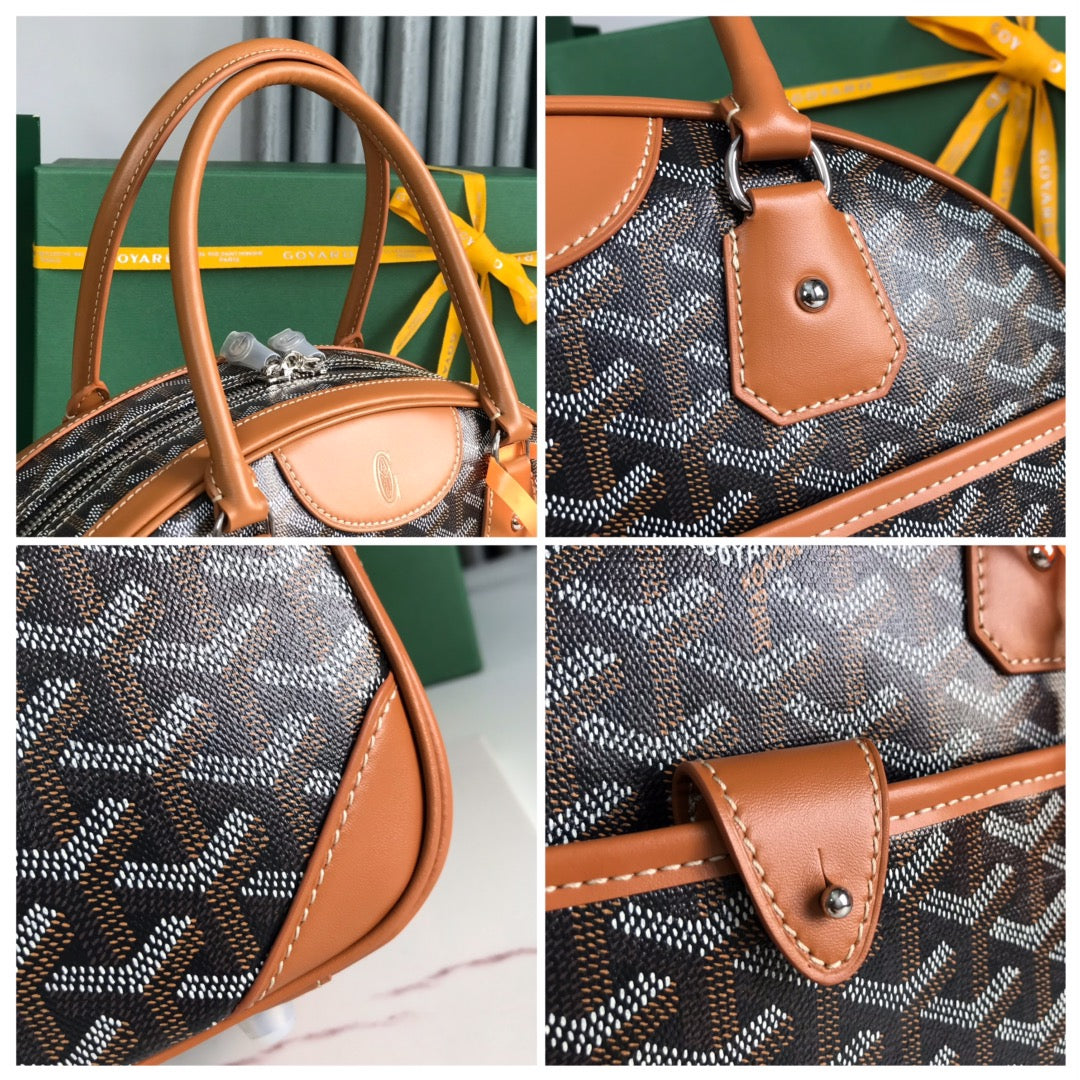 SAINT JEANNE BAG 35 IN BROWN GOYARDINE CANVAS AND CALFSKIN