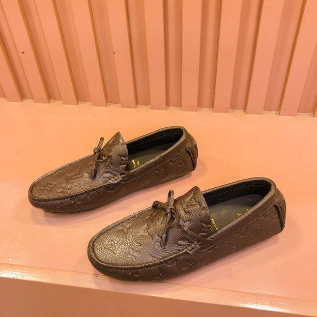 LV LOAFER IN CHOCOLATE BROWN EMBOSSED CALFSKIN