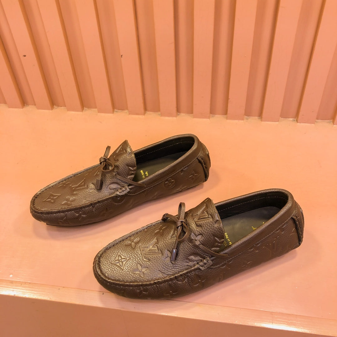 LV LOAFER IN CHOCOLATE BROWN EMBOSSED CALFSKIN