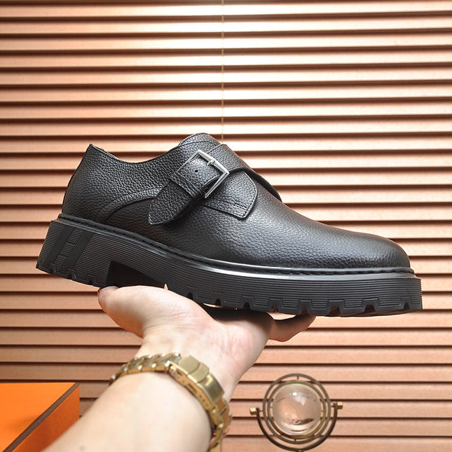 HM MONK STRAP BLACK GRAINED CALFSKIN