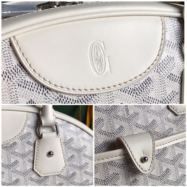 SAINT JEANNE BAG 35 IN WHITE GOYARDINE CANVAS AND CALFSKIN