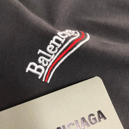 BALENCIAGA POLITICAL CAMPAIGN LOGO T-SHIRT IN DARK GREY