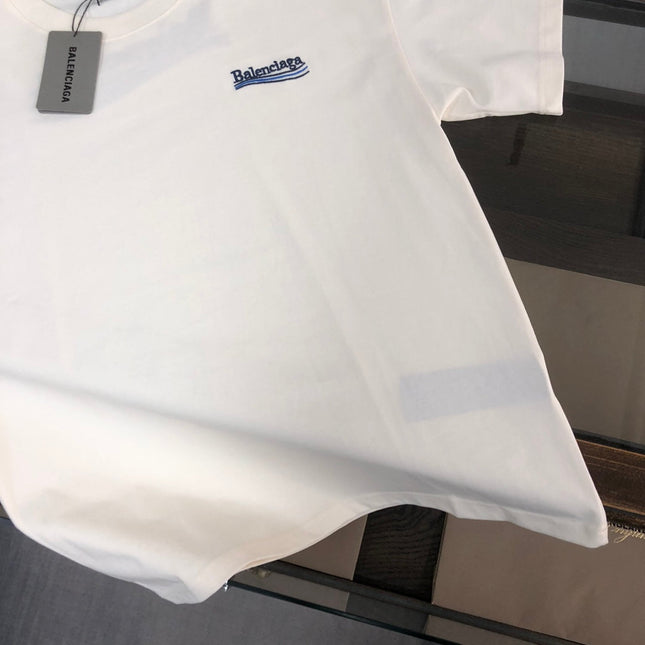 BALENCIAGA POLITICAL CAMPAIGN LOGO T-SHIRT IN WHITE