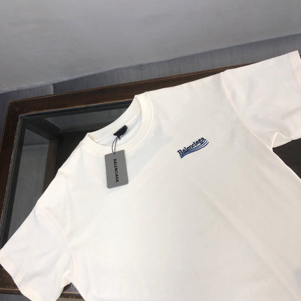 BALENCIAGA POLITICAL CAMPAIGN LOGO T-SHIRT IN WHITE