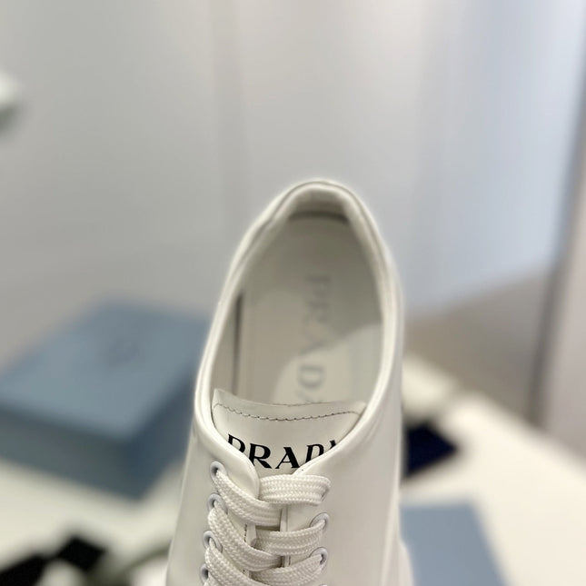 PRA BRUSHED LEATHER MONOLITH LACE-UP LOAFERS WHITE