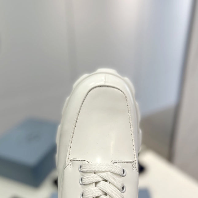 PRA BRUSHED LEATHER MONOLITH LACE-UP LOAFERS WHITE