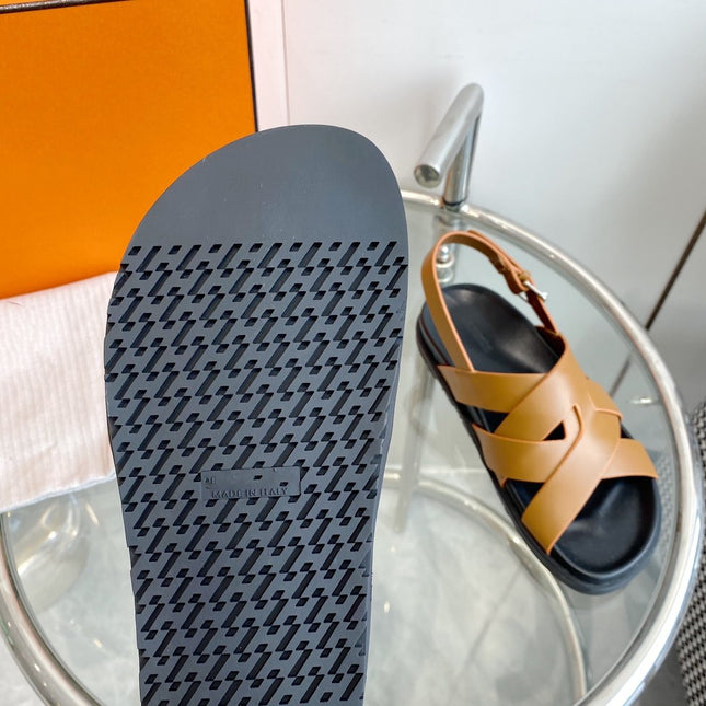 Genius Sandal Slingback Light Brown Calfskin Leather