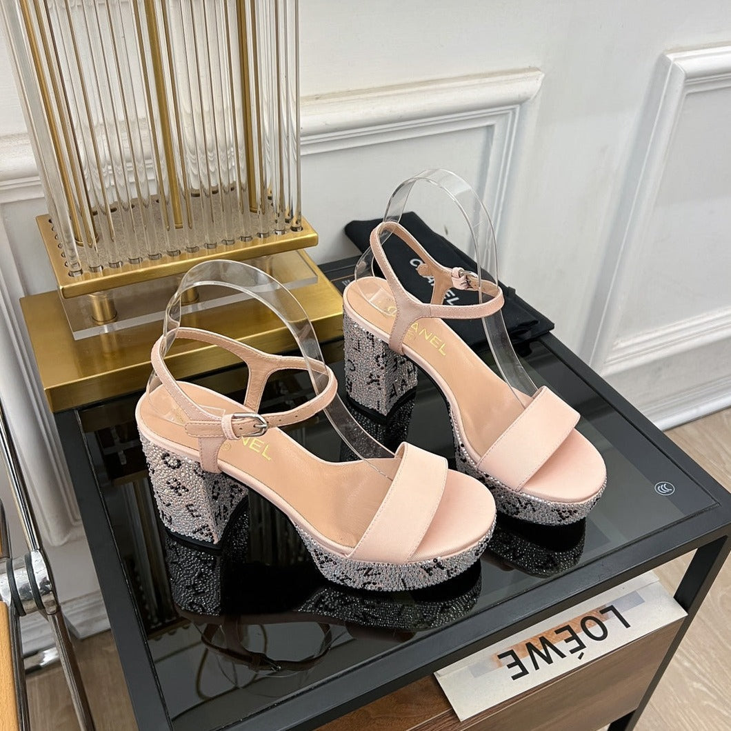 SANDALS leather satin pink