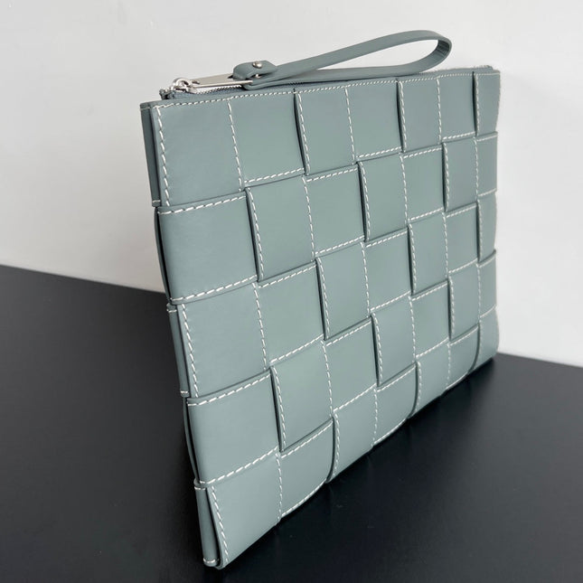 LARGE CASSETTE POUCH 35 IN GUNSMOKE CALFSKIN