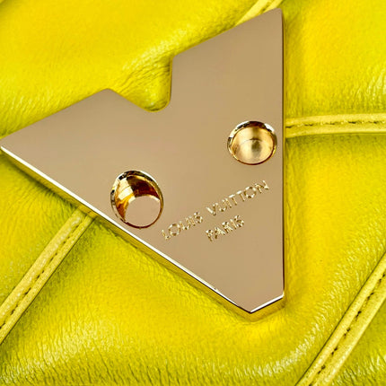 GO-14 MM 23 IN LEMON YELLOW QUILTED LAMBSKIN GOLD HARDWARE