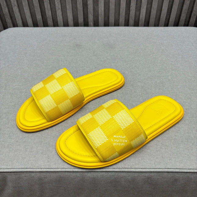 LV VENICE MULE SLIPPERS LEMON YELLOW DAMIER
