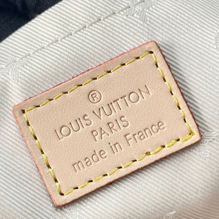 SPEEDY BANDOULIÈRE 20 IN WHITE MONOGRAM JACQUARD FABRIC AND BEIGE CALFSKIN TRIM
