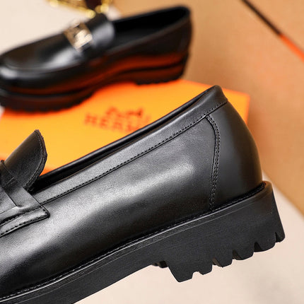 HM GOLD BUCKLE FAUBOURG LOAFER BLACK CALFSKIN