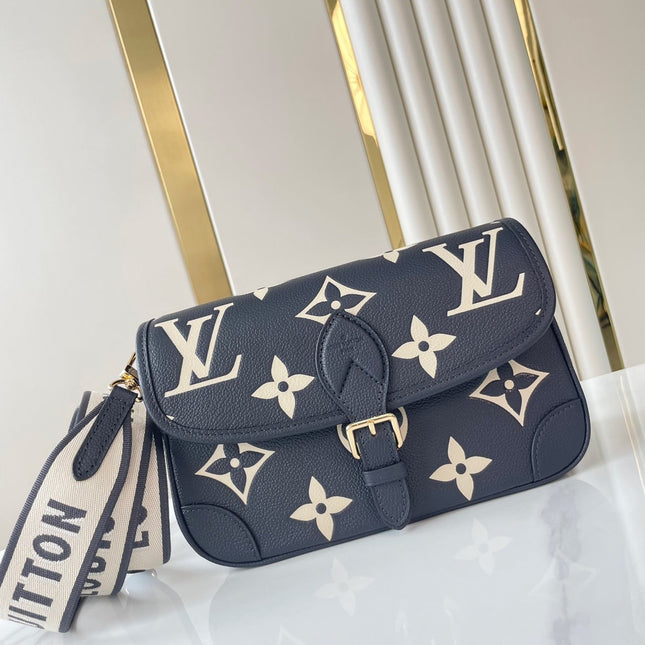 DIANE 23 IN DARK NAVY CREAM MONOGRAM EMPREINTE LEATHER