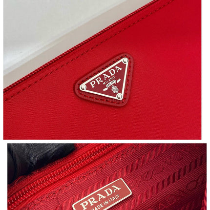 SHOULDER BAG 24 WITH TRIANGLE LOGO IN PASSION RED RE-NYLON FABRIC