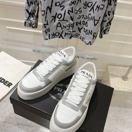 PRA DOWNTOWN BOLD SNEAKERS WHITE AND LIGHT GRAY CALFSKIN